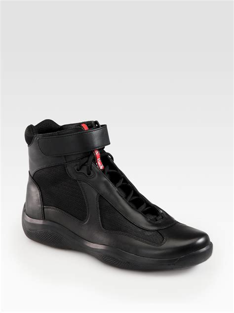 prada sneakers black|high top black Prada sneakers.